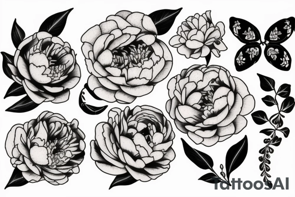 peonies and a snake tattoo idea