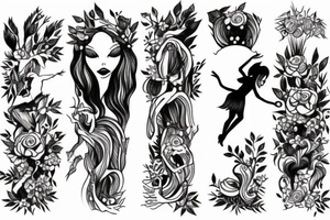 Girl dancing in a forest clearing tattoo idea