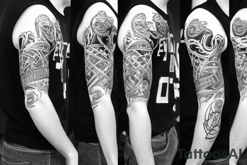 Fantasy football arm sleeve tattoo tattoo idea