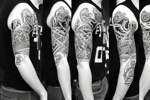 Fantasy football arm sleeve tattoo tattoo idea