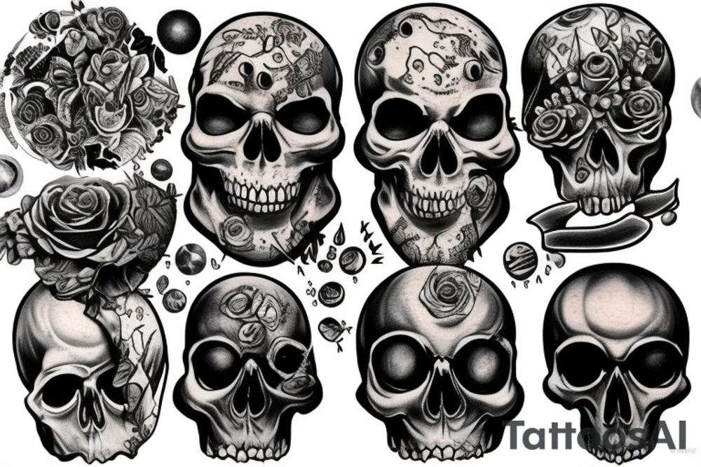 Scull, Man, God, universe, power, planets tattoo idea
