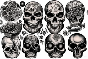 Scull, Man, God, universe, power, planets tattoo idea