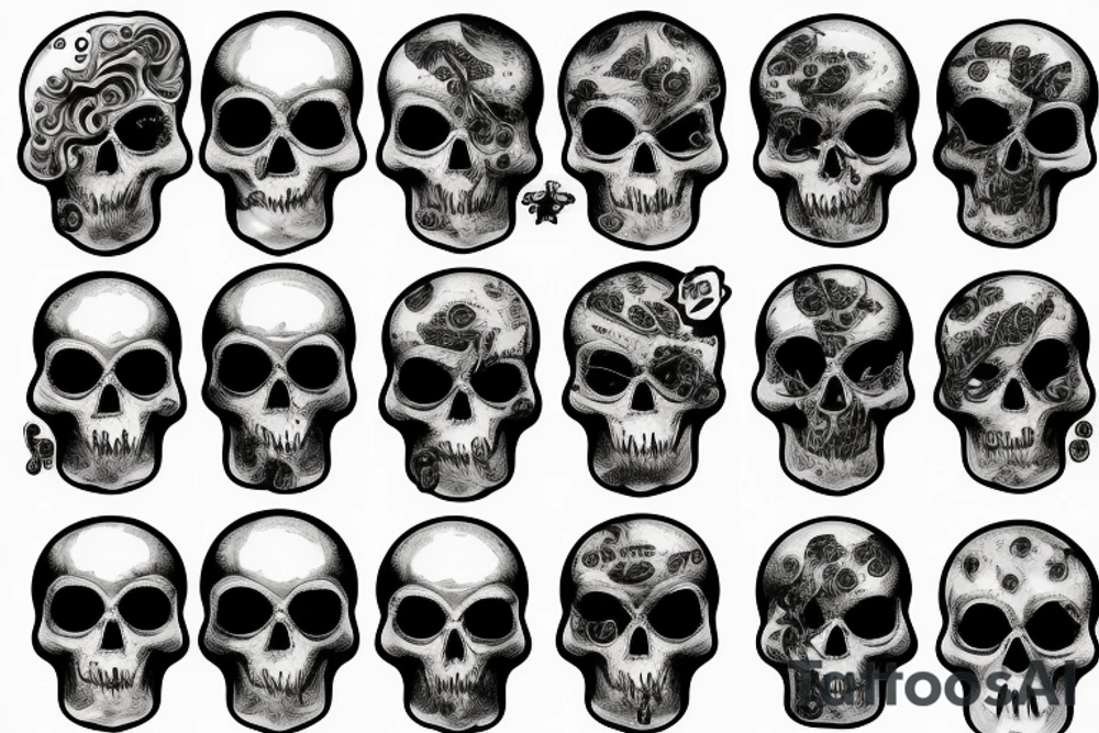 Scull, Man, God, universe, power, planets tattoo idea