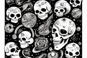 Scull, with universe and planets tattoo idea