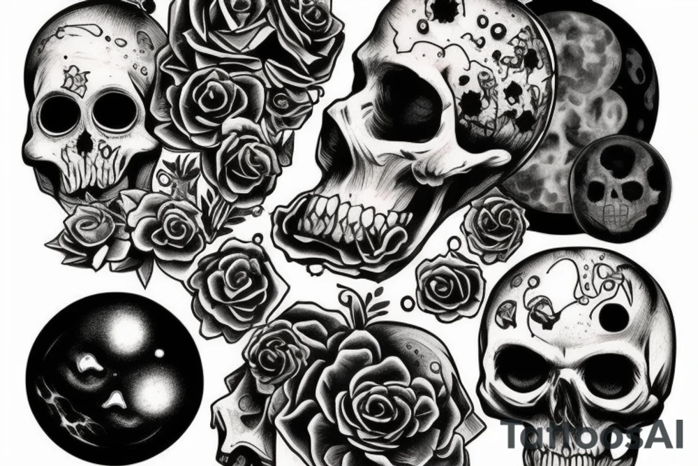 Scull, with universe and planets tattoo idea