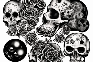 Scull, with universe and planets tattoo idea