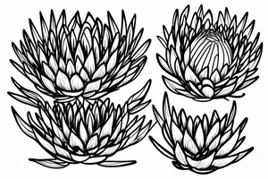Abstract single line drawing of a protea flower tattoo idea