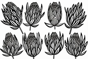 Abstract single line drawing of a protea flower tattoo idea