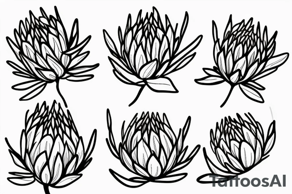 Abstract single line drawing of a protea flower tattoo idea Abstract single line drawing of a protea flower tattoo idea