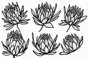 Abstract single line drawing of a protea flower tattoo idea
