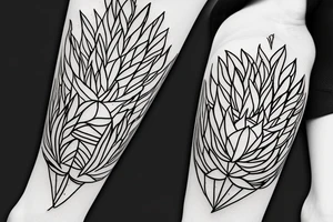 Abstract single line drawing of a protea flower with very few lines tattoo idea