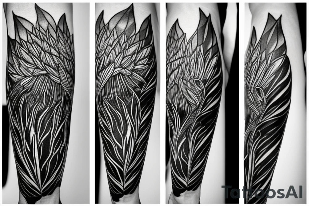 Abstract single line drawing of a protea flower with very few lines tattoo idea