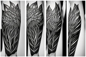 Abstract single line drawing of a protea flower with very few lines tattoo idea
