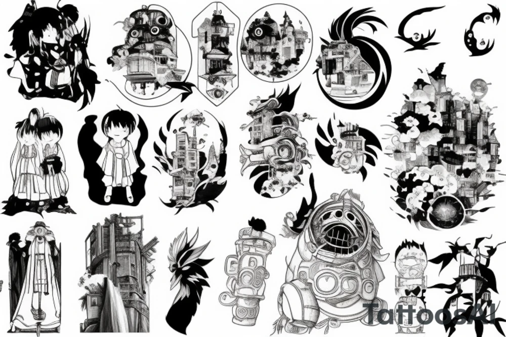 Spirited away, your name and Howl's moving castle tattoo idea