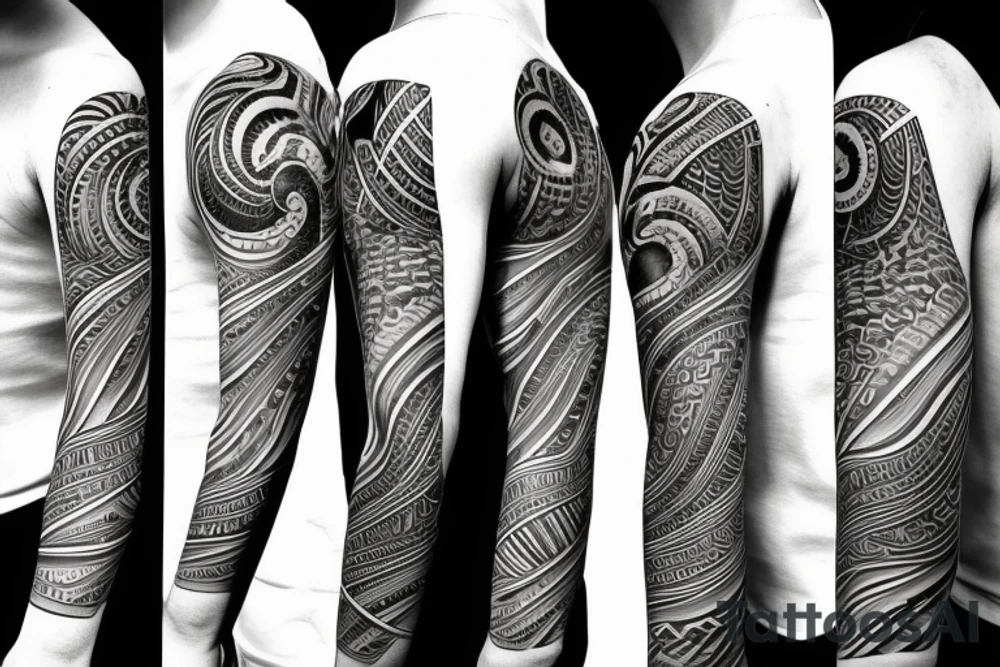 Over the shoulder and arm sleeve of Puerto Rico tattoo idea