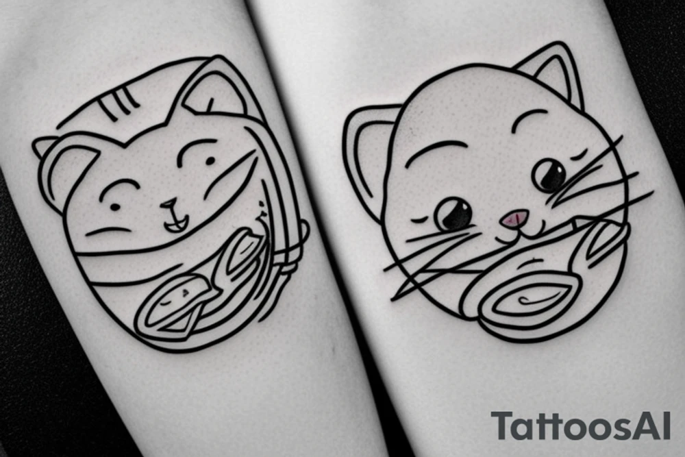 cat eating pizza tattoo idea