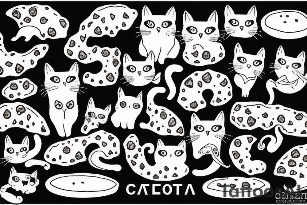 cat eating pizza tattoo idea