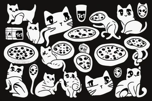 cat eat pizza tattoo idea