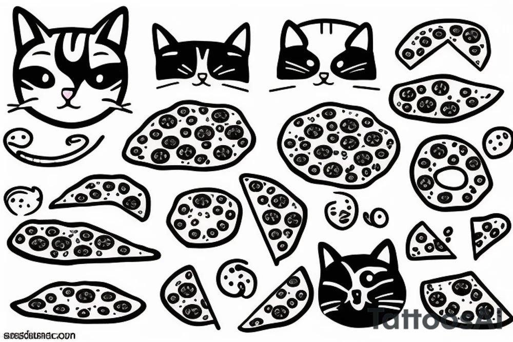 cat eat pizza tattoo idea