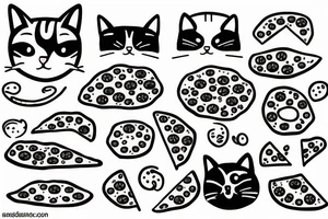 cat eat pizza tattoo idea