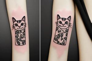 cat eat pizza tattoo idea
