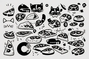 cat eat pizza tattoo idea