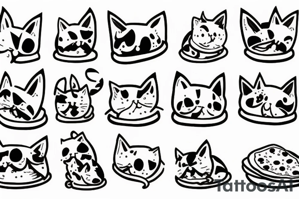 cat eat pizza tattoo idea