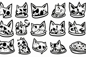cat eat pizza tattoo idea