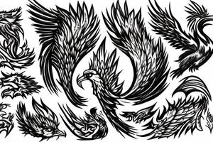 A pile of Ashes, with a large Pheonix rising from them, Lots of color tattoo idea