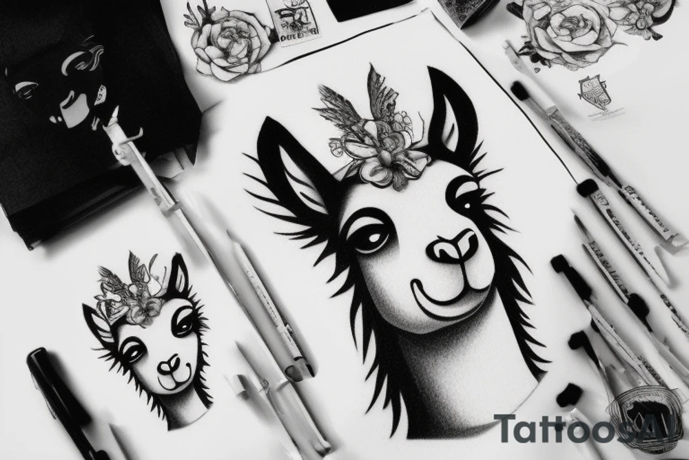 A llama with Kim Kardashian's face tattoo idea