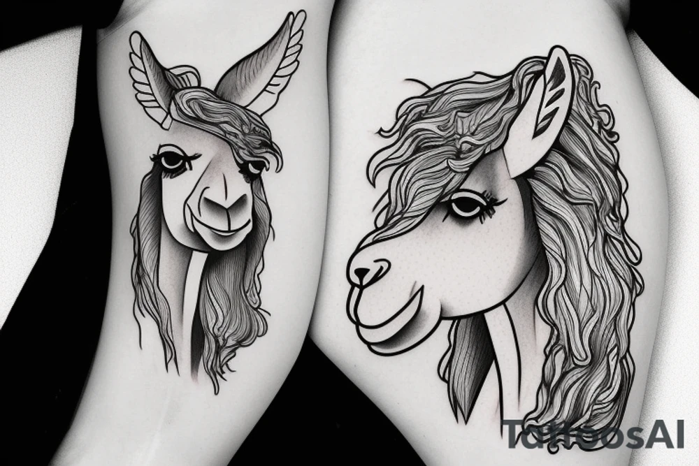 Kim Kardashian Riding a Llama tattoo idea