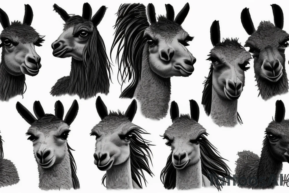 Kim Kardashian Riding a Llama tattoo idea