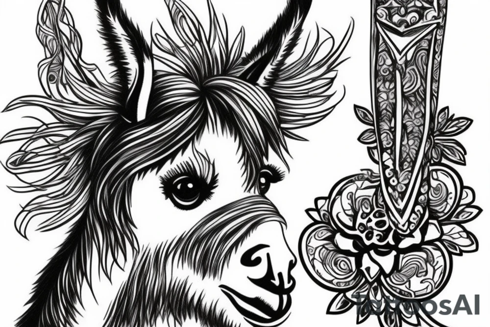 Kim Kardashian Riding a Llama tattoo idea