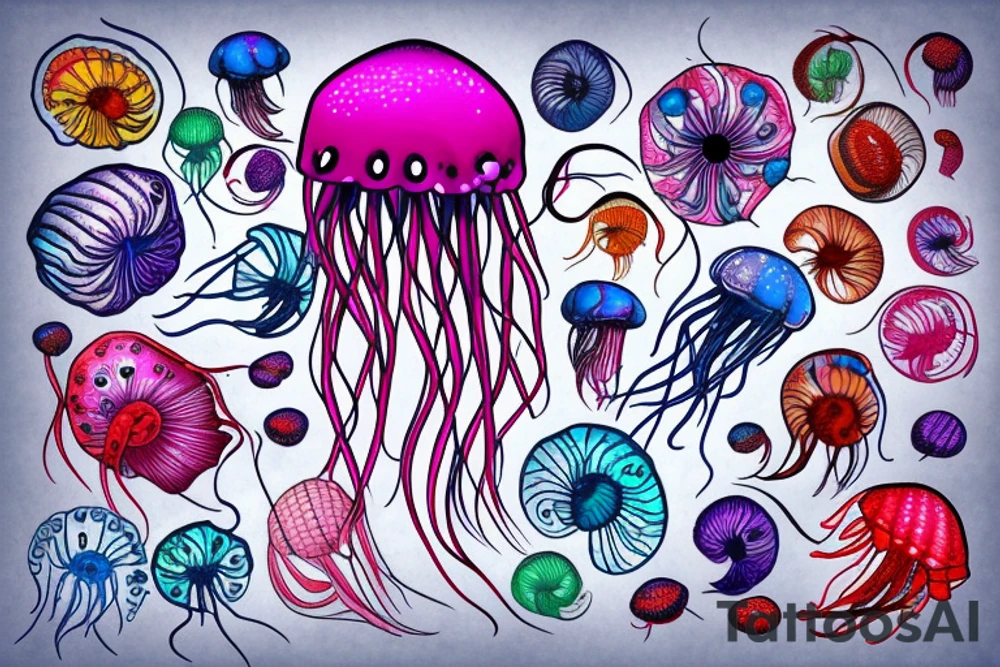 Colourful Jellyfish tattoo idea