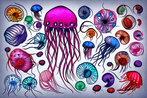 Colourful Jellyfish tattoo idea
