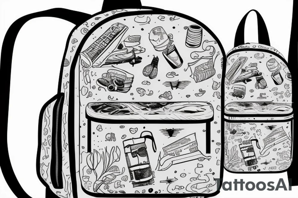 Hiking backpack with water bottle and sleeping pad tattoo idea Hiking backpack with water bottle and sleeping pad tattoo idea
