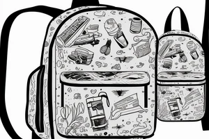 Hiking backpack with water bottle and sleeping pad tattoo idea
