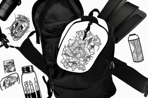 Hiking backpack with water bottle and sleeping pad tattoo idea