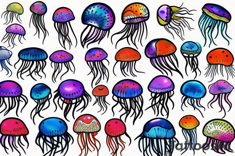 Colourful Jellyfish tattoo idea