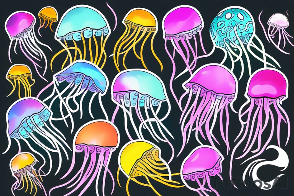 Colourful Jellyfish tattoo idea