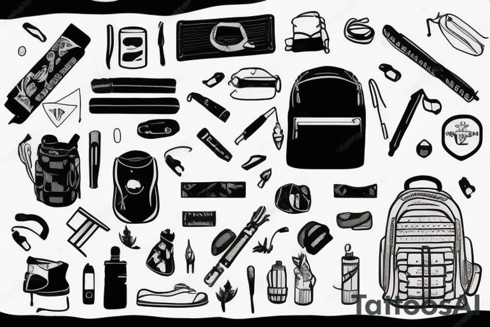 Hiking backpack tattoo idea