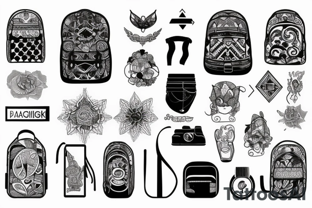 Backpacking backpack with straps tattoo idea