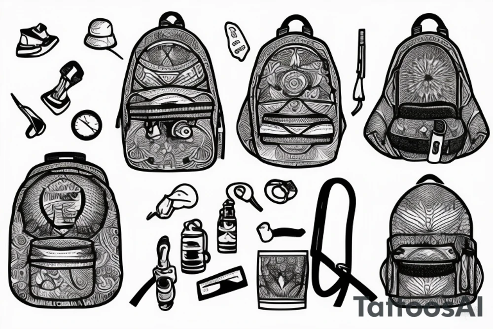Hiking backpack with straps tattoo idea