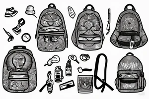 Hiking backpack with straps tattoo idea