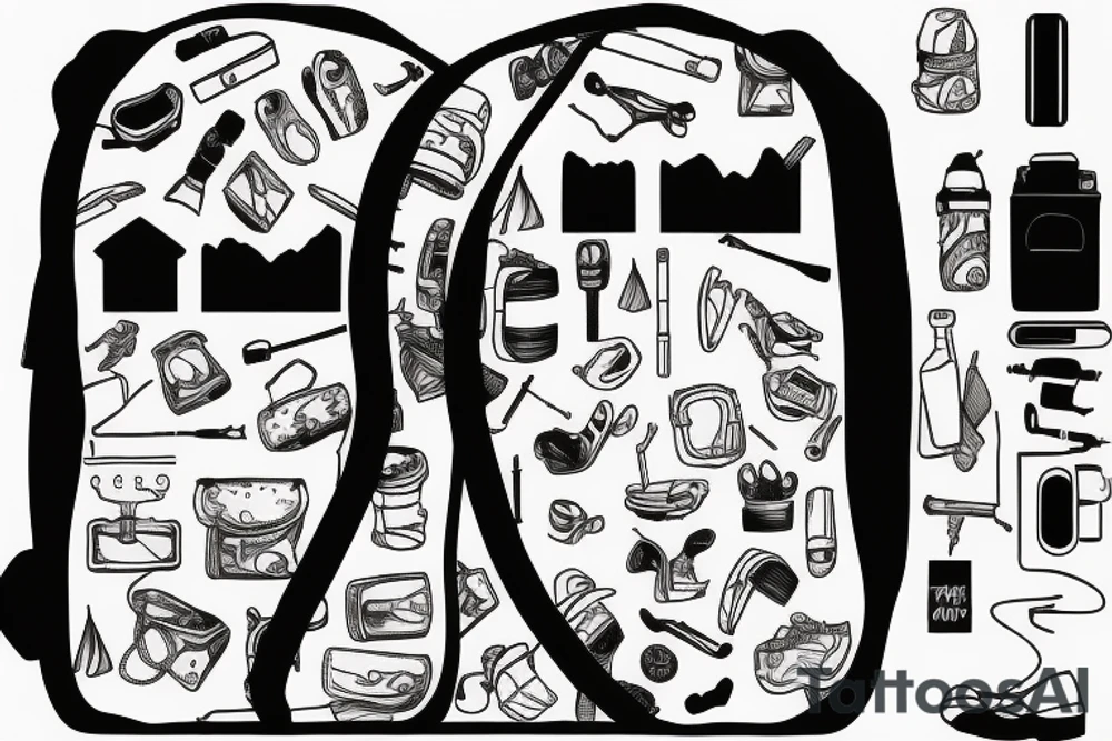 Hiking backpack with straps tattoo idea