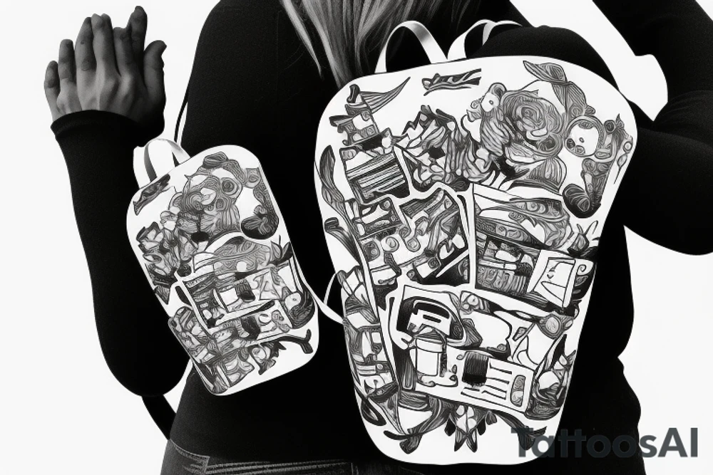 Hiking backpack with straps tattoo idea