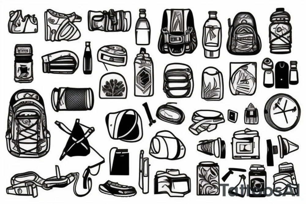 Hiking backpack with straps tattoo idea