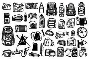 Hiking backpack with straps tattoo idea
