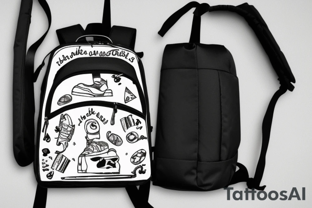 Hiking backpack with straps tattoo idea