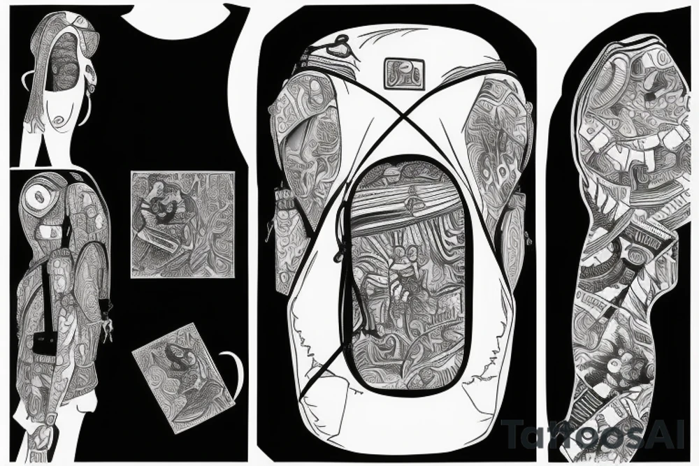Hiking backpack with straps tattoo idea